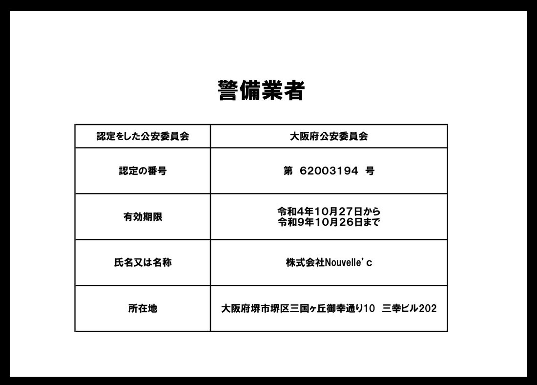 警備業者標識